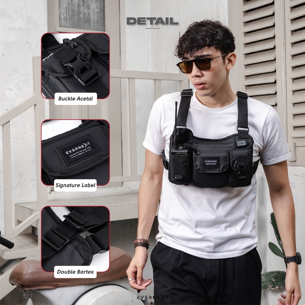 Tas Rompi Dada Waterproof Chest Bag Tactical Rig Bag Tahan Air Multifungsi Pria Wanita Vest Bag Tas Dada Rompi Penahan Anti Angin