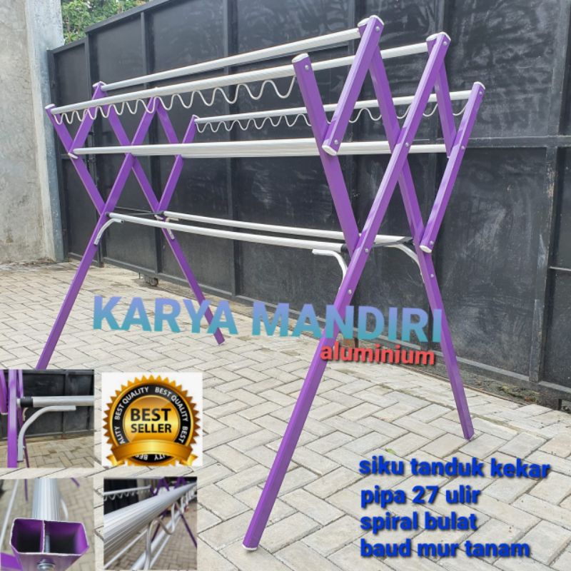 TURBO - Jemuran Baju Super Jumbo / Pakaian / Lipat / Aluminium Warna /180 CM / 1,8 Meter / Unggu