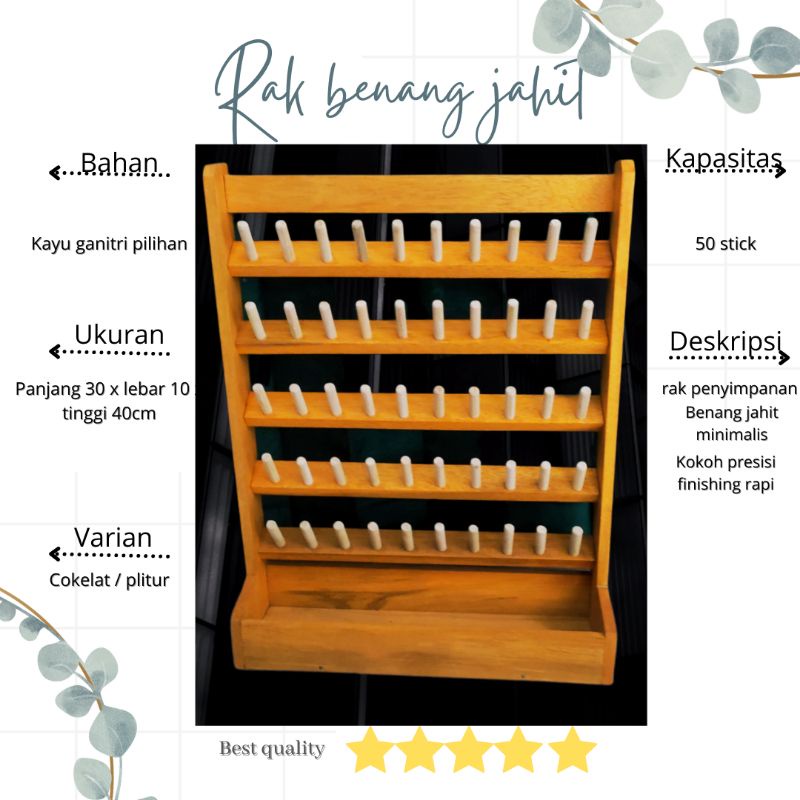 Rak benang jahit 50 benang kayu berkualitas