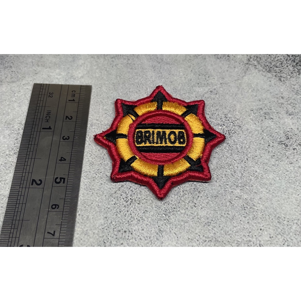 Badge Roda Gila Brimob|Bet Brimob Timbul|Bordir Timbul Roda Brimob