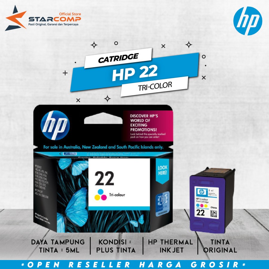 Catridge HP 21 Hitam/Black &amp; HP 22 Warna/Color Original