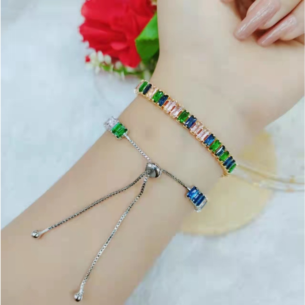 Gelang Xuping Serut Permata Full Warna Warni Lapis Emas Perhiasan 1259