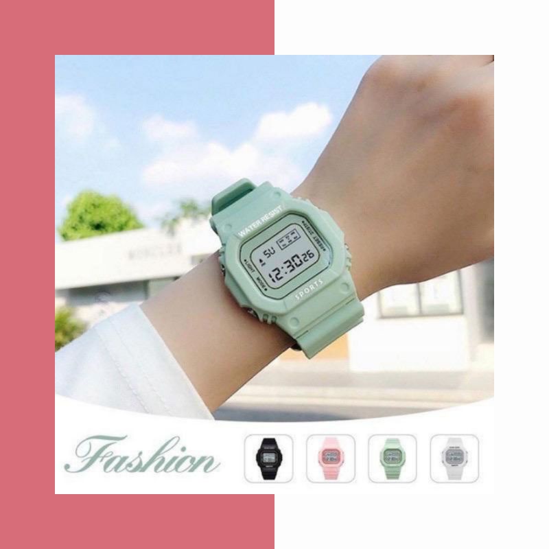 JAM TANGAN RUBBER DIGITAL SEGI DW-5600 GROSIR MURAH KARET SPORT LED PRIA WANITA COUPLE JF052