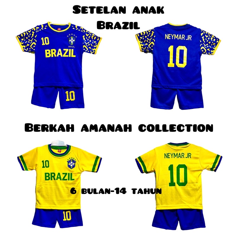 JERSEY BOLA ANAK BRAZIL TERBARU/STELAN BAJU BOLA ANAK TETMURAH