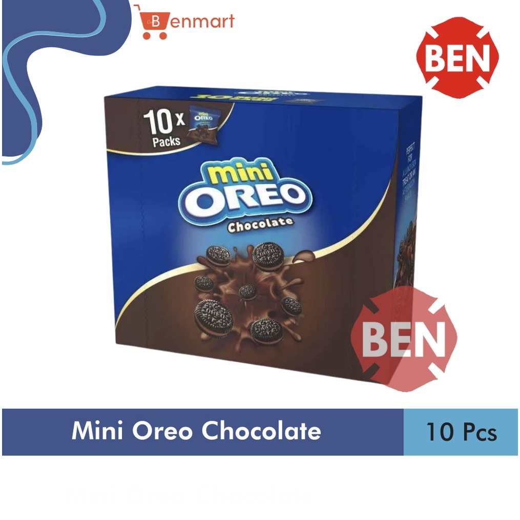 

Mini Oreo Chocolate 1 Pak Box 10 Packs Bags - Biskuit Coklat Cokelat