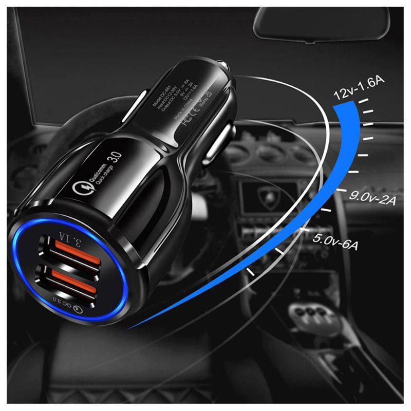 3,1A Quick Charger Qualcomm 3.0 Led Qc Smart Fast Charging Mobil Dual Usb Charger Mobil