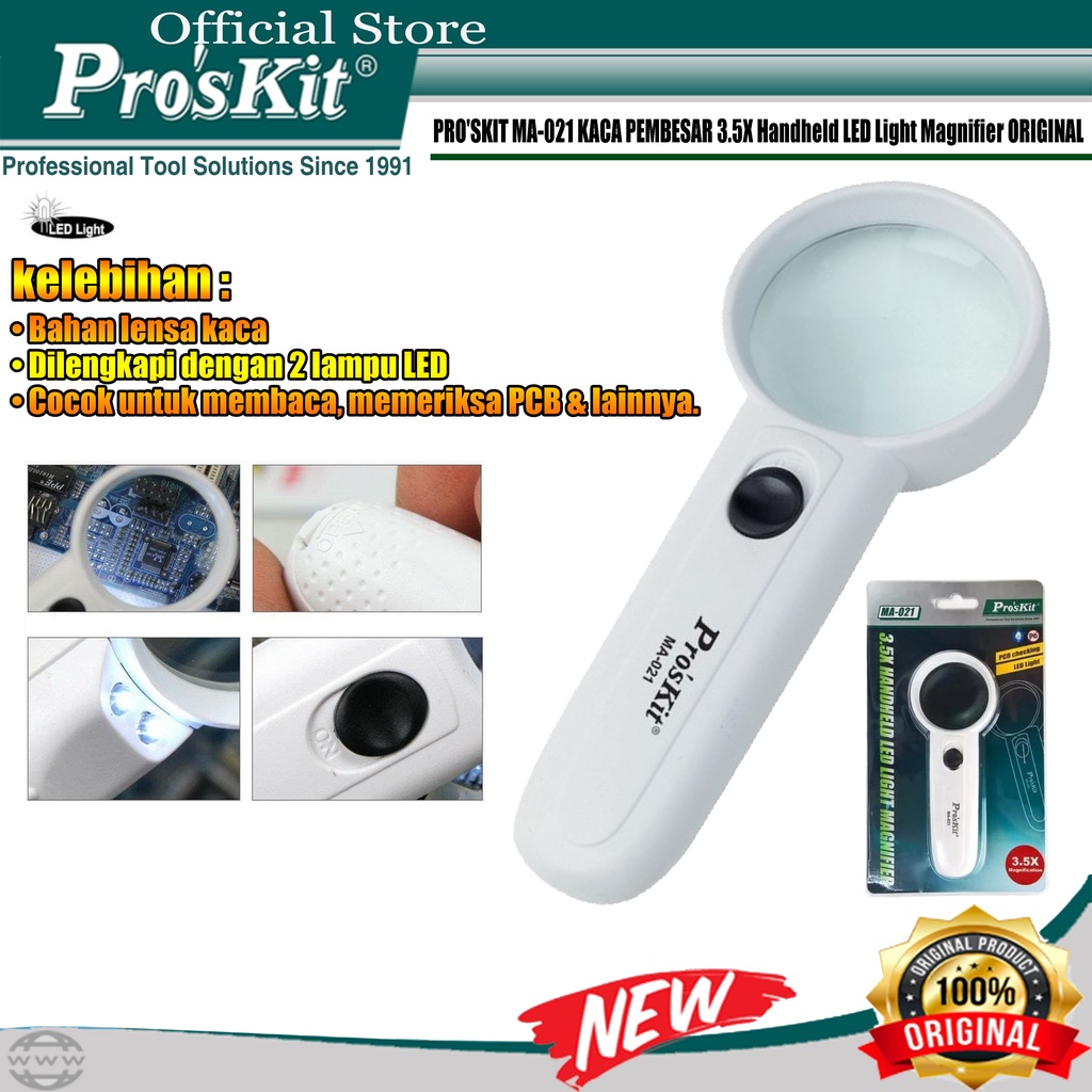 

Pro'sKit - Kaca Pembesar Ma-021 3.5X Handheld Led Light Magnifier Original