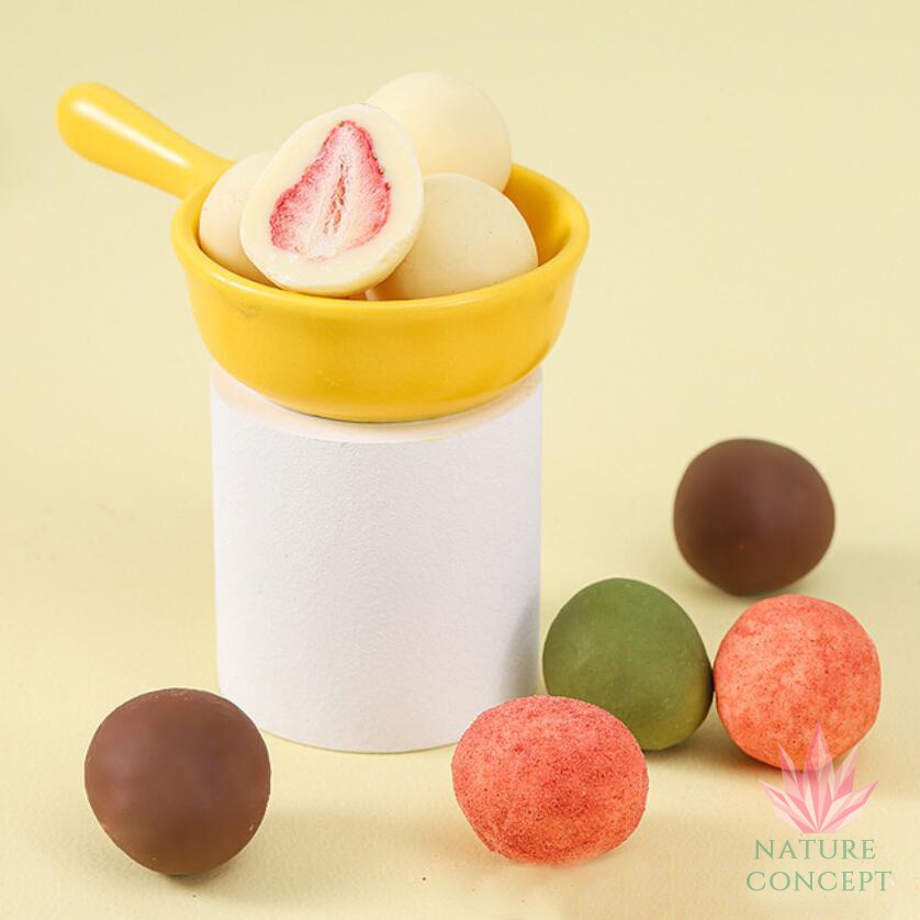 Freeze Dried Strawberry Cemilan  Snack Strawberry with Milk Chocolate Matcha Coated