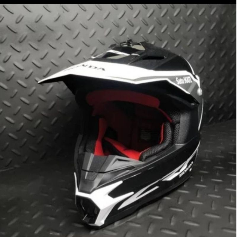 HELM CROSS CRF BLACK GREY ORIGINAL HONDA