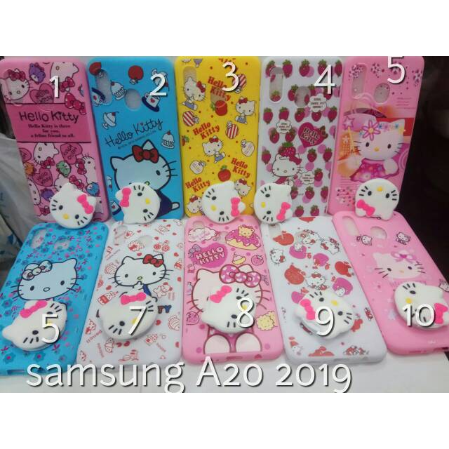 Silcone case tpu Hello Kitty + pop socket samsung A20