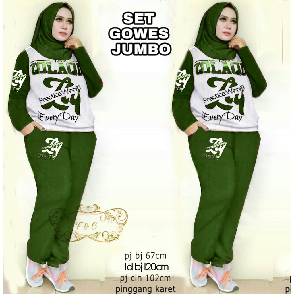 Setelan training gowes zolaqu jumbo/setelan olah raga wanita big size/pakaian wanita/setelan casual