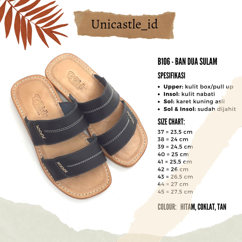 Sandal Jajaka Ban Dua Sulam | Sandal kulit asli khas Tasik | Leather | Sandal pria klasik
