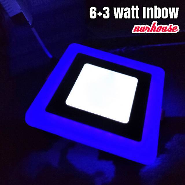 downlight led 2 warna 6+3 watt panel led 2 warna kotak lis biru