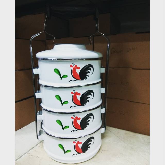 Rantang cap ayam jago 4 susun 
Diameter (14cm)