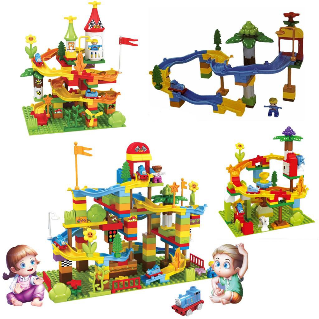 [MS]Kereta Marble Run / Balok Susun Partikel Besar Rail Kereta  / Balok susun Duplo