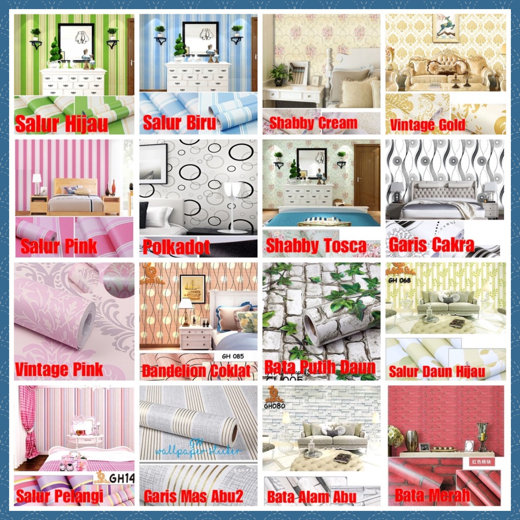 PAKET 5 ROLL - Walpaper Sticker Dinding Kamar Tidur Promo Murah / Wallpaper COD TERMURAH