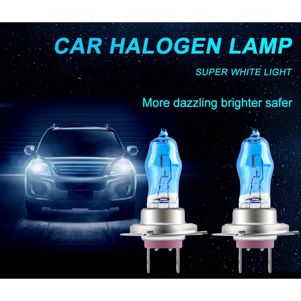 2pcs Lampu Halogen H1 H3 H4 H7 H9 H11 9006 100w 12v 6000k Warna Putih Untuk Fog Lamp / Headlight Mobil / Motor