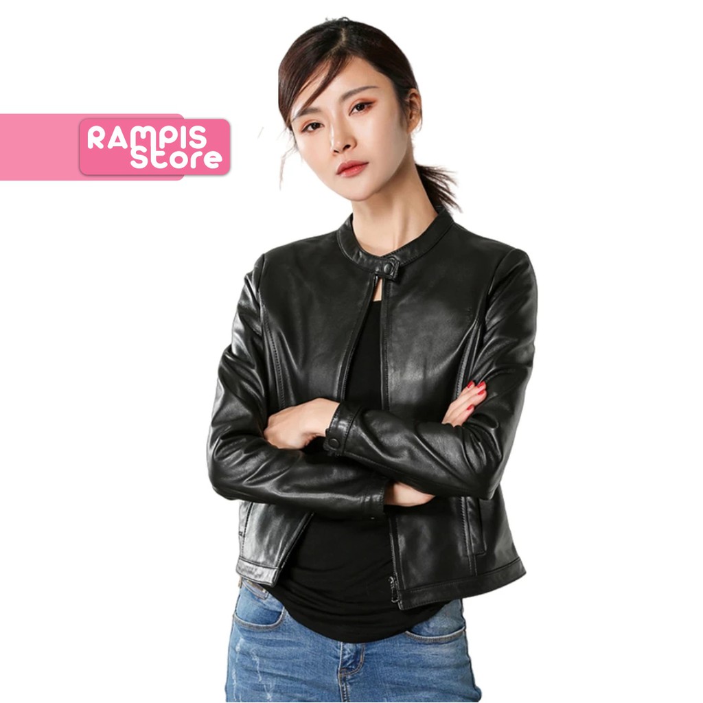 JAKET KULIT WANITA CASUAL KOREA ORIGINAL GROSIR IMPORT