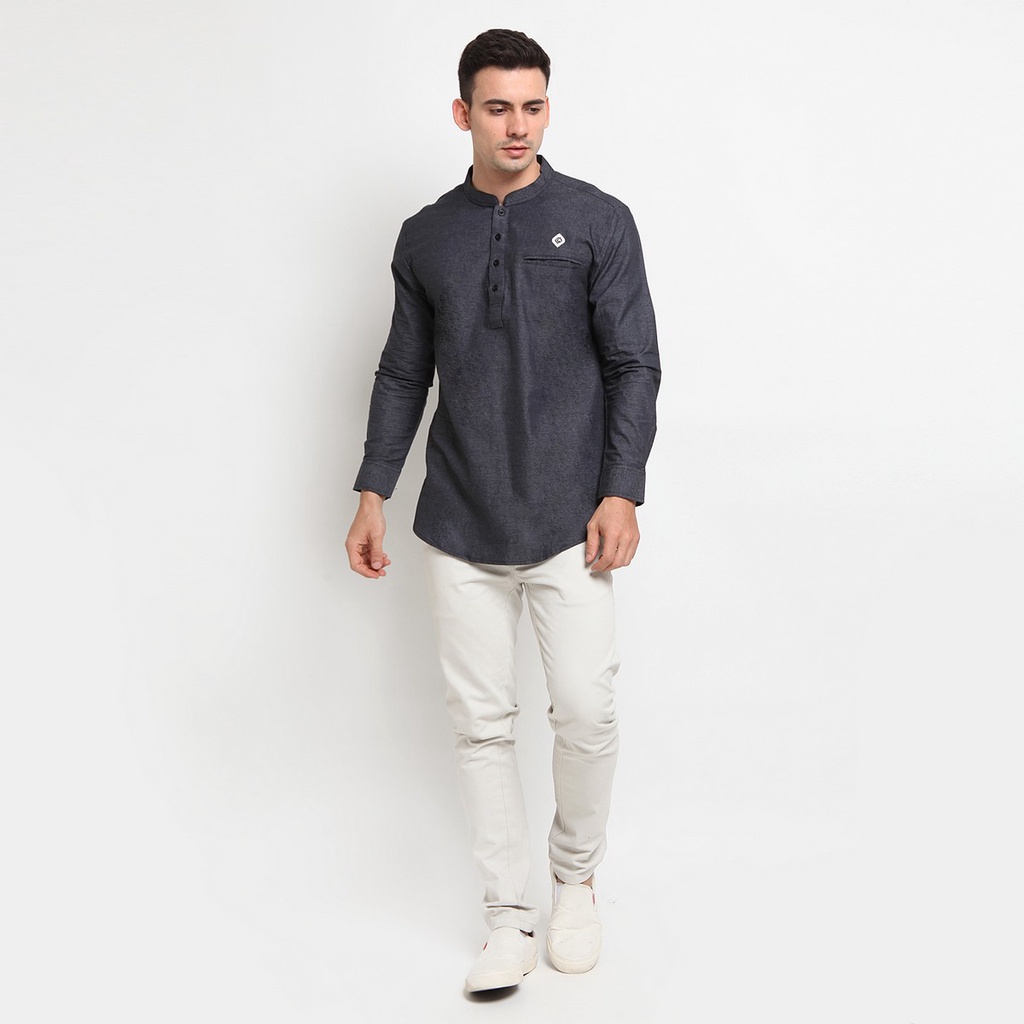 Kemeja Koko Muslim / Baju Koko Dewasa / Koko Lengan Panjang - CT 07 HITAM