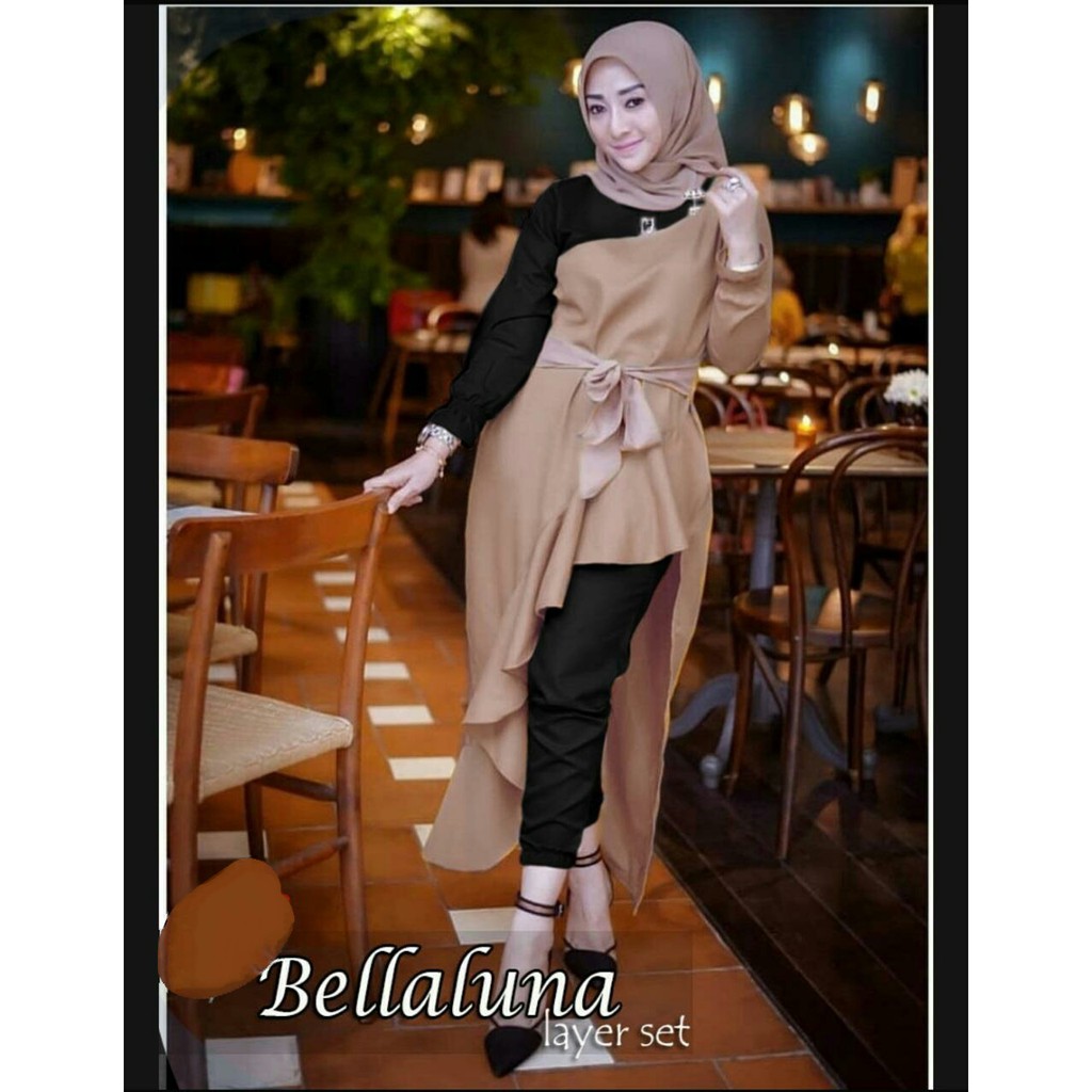 [St.Bellaluna1 RO]setelan wanita mosscrepe Varian warna