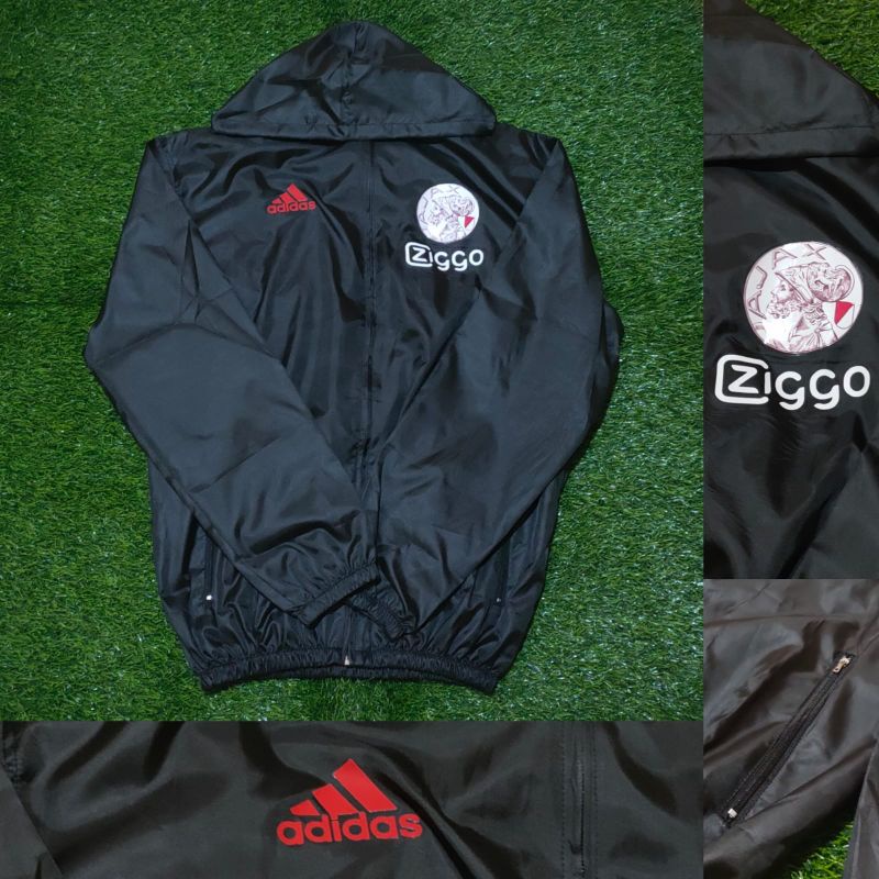 PROMO JAKET PARASUT AJAX TRAINING HITAM WATERPROOF / ANTI AIR