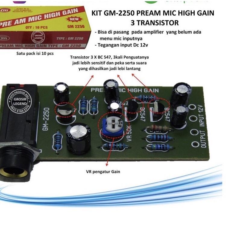 ⁂➲ Kit preamp mic high gain 3 transistor GM 2250 diskon khusus hari ini