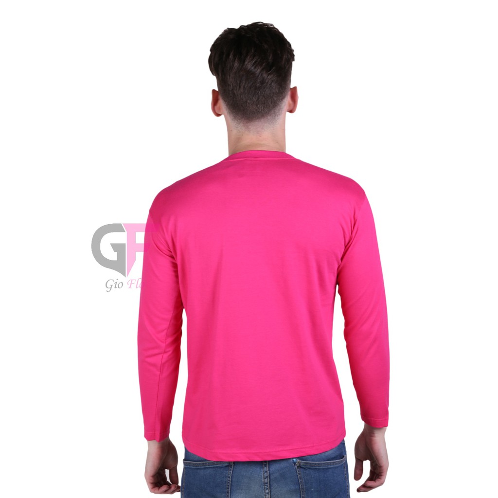 GIOFLO Pakaian Pria Tshirts Smart Casual Lengan Panjang Pink Fanta / PLS 146