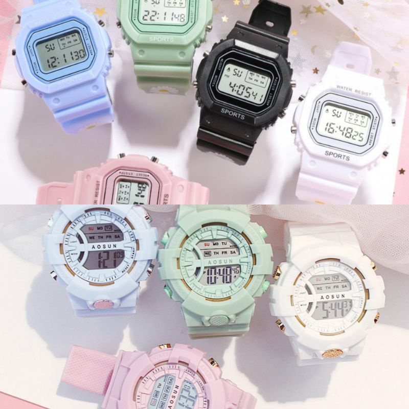 JAM TANGAN DIGITAL PASTEL MACARON RUBBER (BEPINK OFFICIAL)