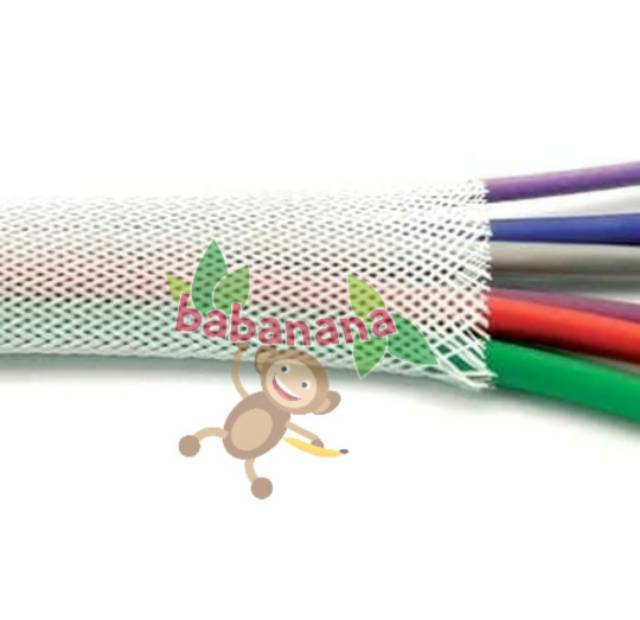 Pembungkus Kabel Putih Cable Sleeve braided nylon