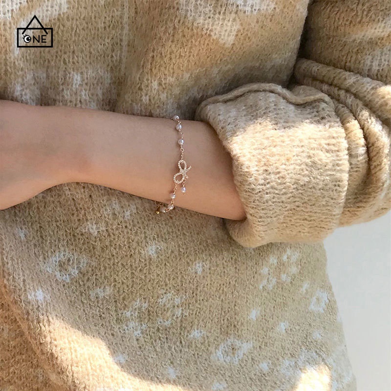 COD❤Gelang Wanita Mutiara Ikatan Simpul Hadiah Aksesoris Perhiasan Fashion Korea A one