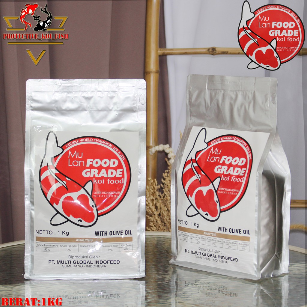 Fish Food Koi Mulan Food Grade 1Kg - Pakan Koi - Makanan Koi - Makanan Ikan Hias