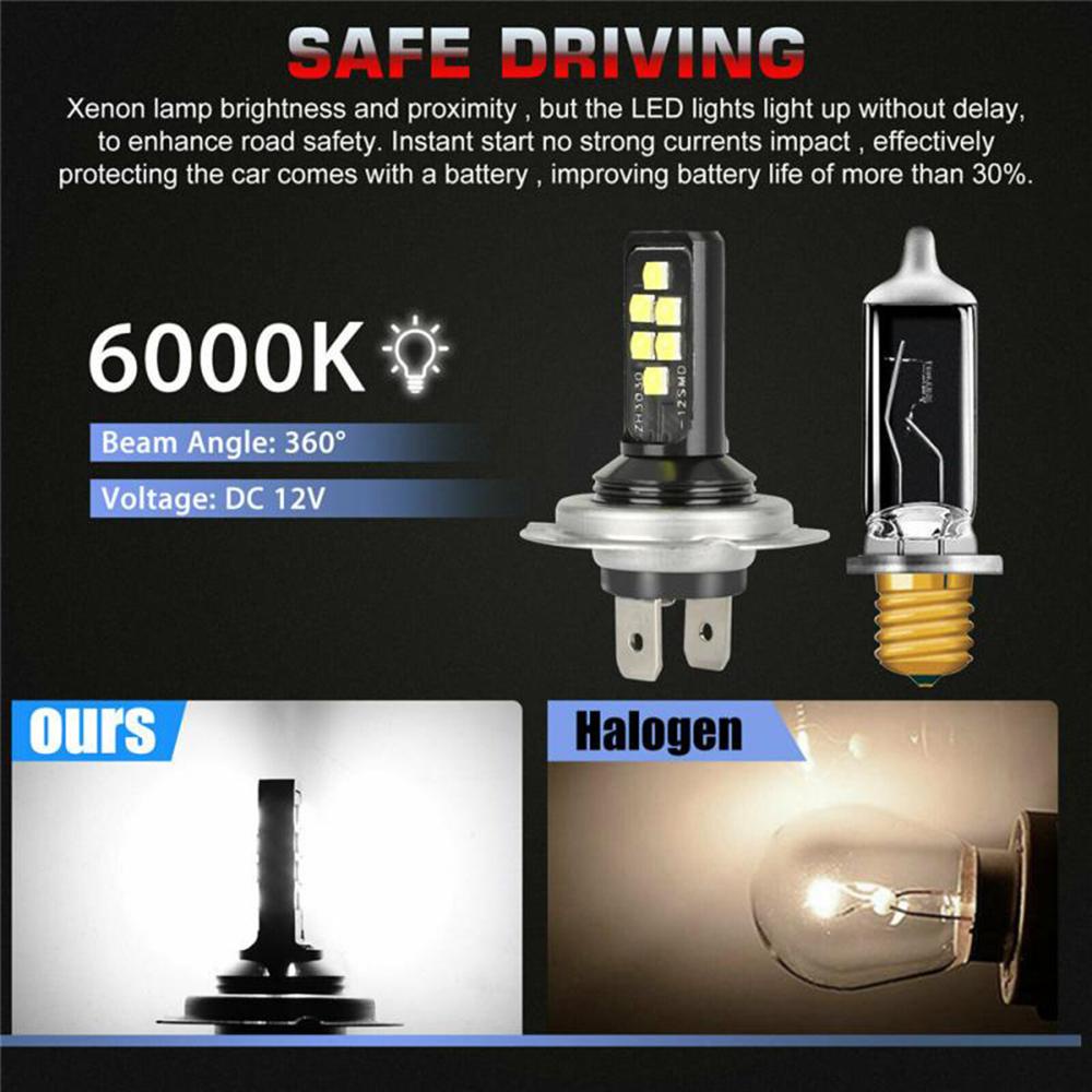 Rebuy H4 H7 Bohlam Lampu Depan LED 1pc 12V Aluminium High Low Beam Aksesoris Mobil Lampu Mengemudi