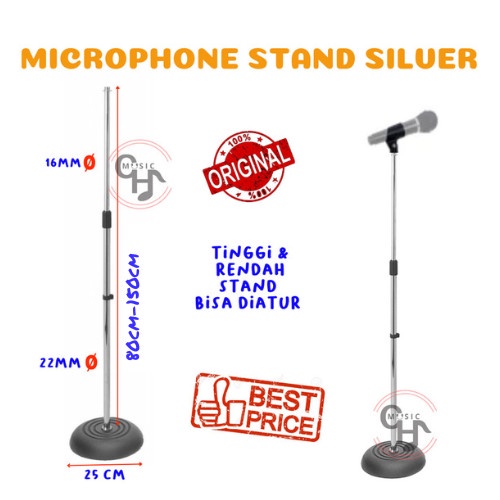 MICROPHONE STAND STAND MIC PANGGUNG BULAT STAINLESS
