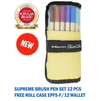 

ARTLINE SUPREME BRUSH PEN SET 12 COLOURS FREE ROLL CASE EPFS-F/BP12RP1
