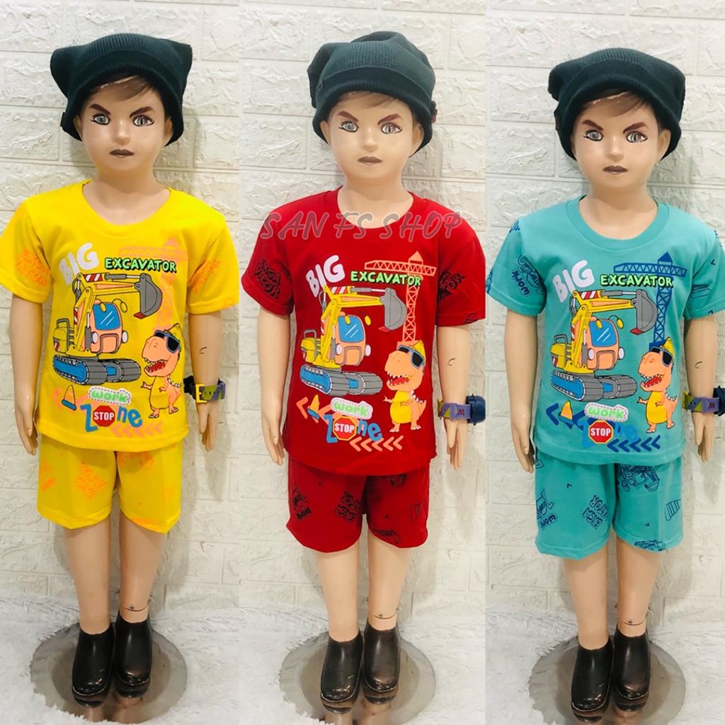 Baju Setelan Pendek Anak Laki-Laki Motif Beko Untuk 1-10 thn