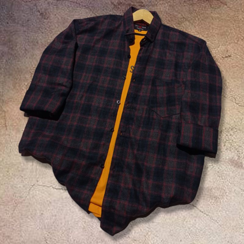 Kemeja Flanel Pria Lengan Panjang Slim Fit / Kemeja Kerja Kantor / Kemaja Garis Kotak Distro-Flanel 710