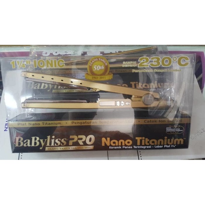 Catok / Catokan rambut Babyliss pro nano titanium gold 1.25 inch