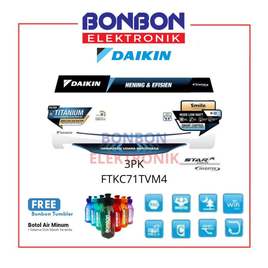 Daikin AC 3PK FTKC71TVM4 / 3 PK FTKC 71 TVM4 Star Inverter 71TVM4