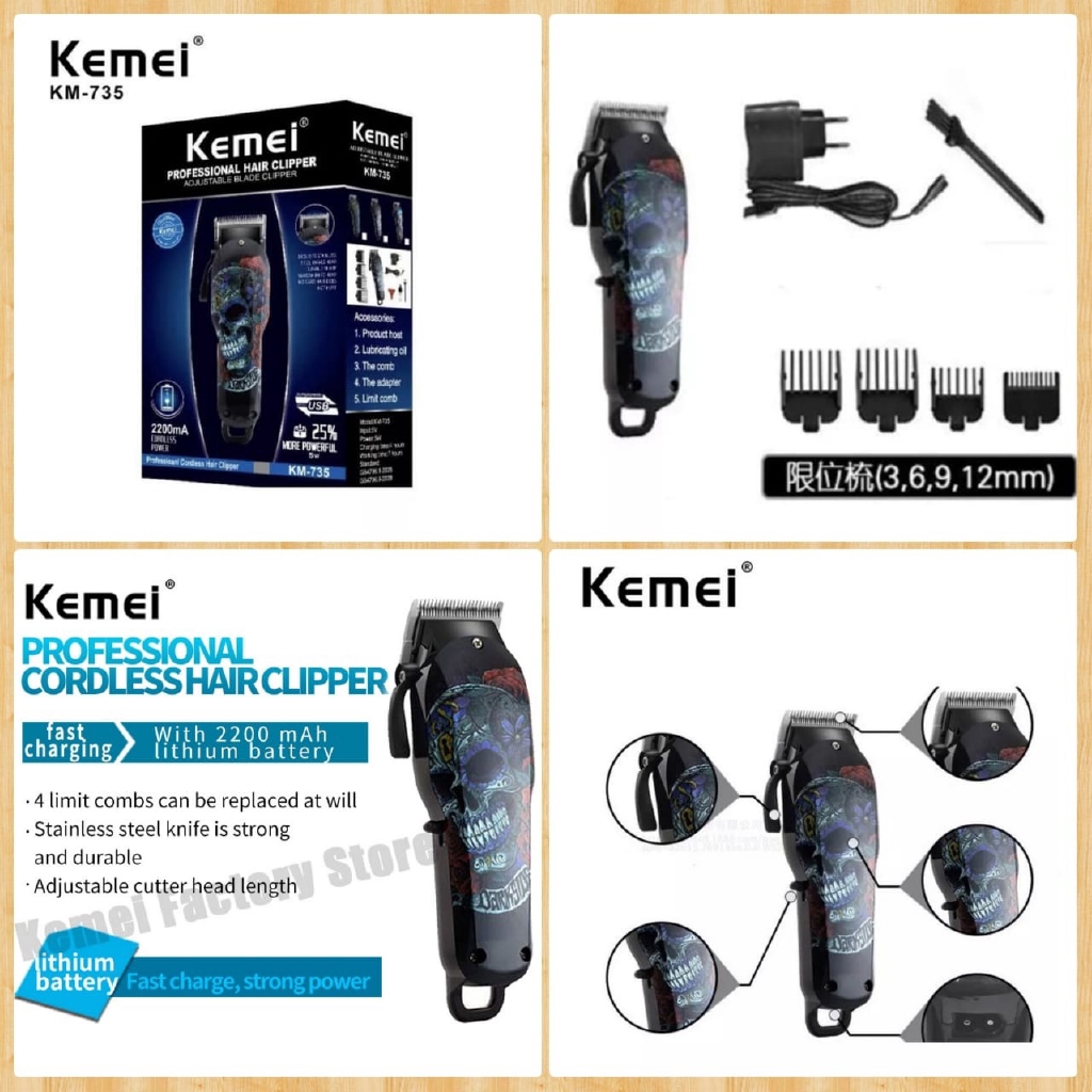 KEMEI 735 HAIR CLIPPER ORIGINAL MESIN CUKUR RAMBUT TANPA KABEL