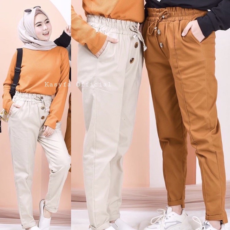 ZIPPY PANTS POMPY KANCING // CELANA BAGGY PANTS DRILL KOLOR