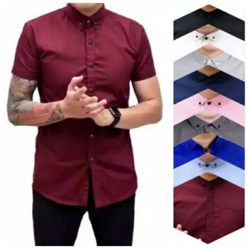 KEMEJA PRIA BOYI TOP MAN LENGAN PENDEK KASUAL FORMAL KERJA PUTIH