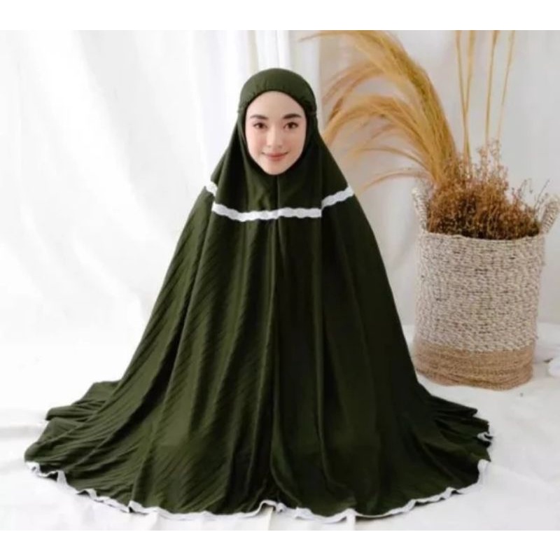 Mukena Dewasa Plisket Matt premium import //.warna hijau botol