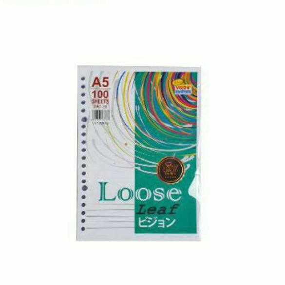 

Loose Leaf Garis merk Vision ukuran A5 isi 100 lembar