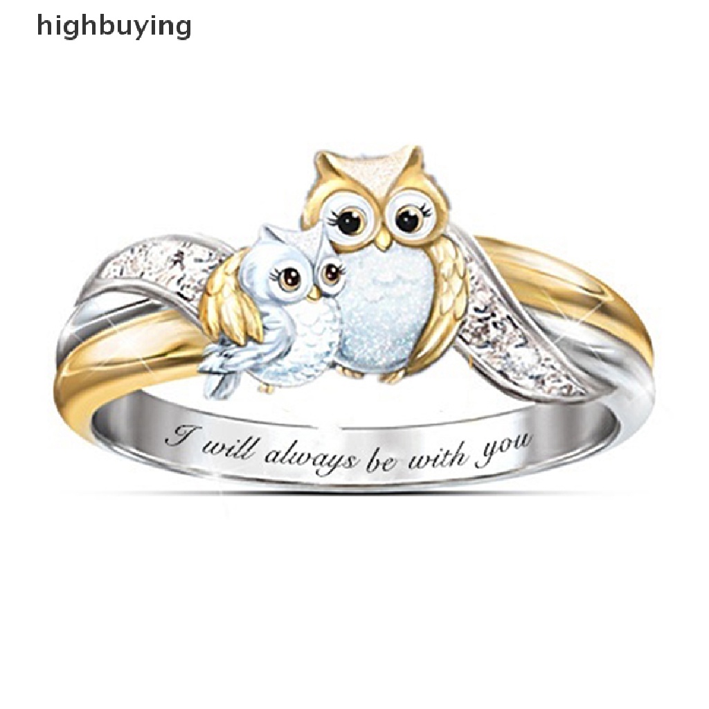 Hbid Cincin Motif Burung Hantu + Tulisan I Will Always Be With You Untuk Ibu + Anak