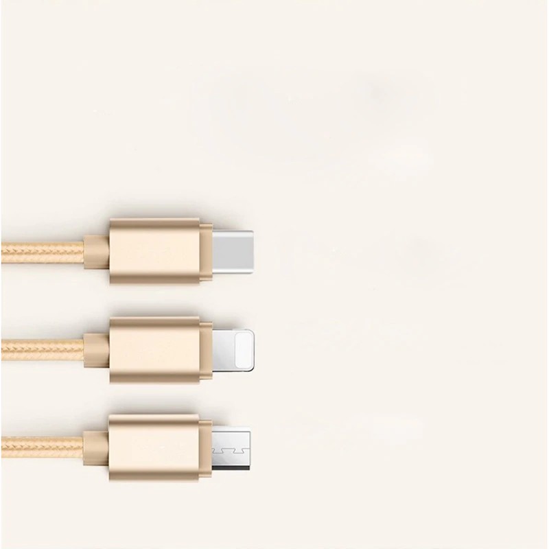 3in1 2A Fast Charge Cable mi cro USB + Type C Cable Braided Cord