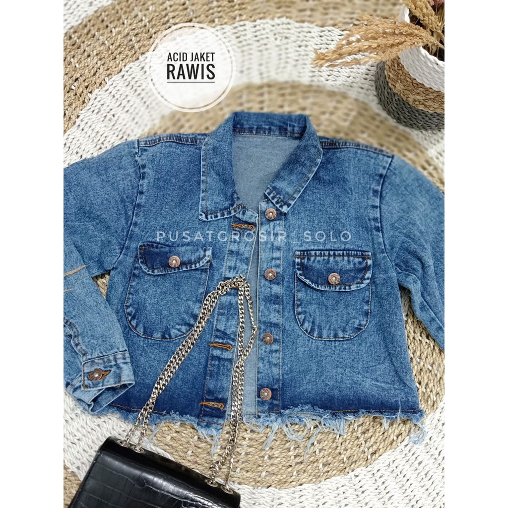 ACID GLADIS JAKET JEANS RAWIS/ JAKET RAWIS CROP NIRINA JEANS PREMIUM JACKET PUSATGROSIR_SOLO