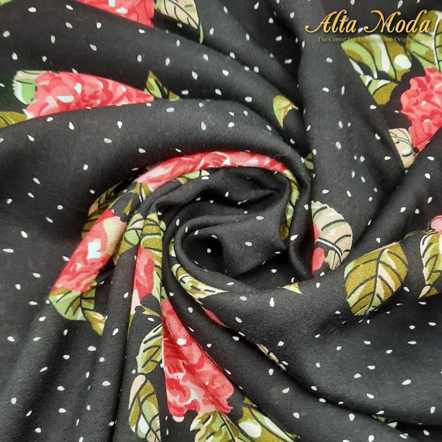 

Alta Moda Viscose Rayon Motif Printed Floral Rose Dot - Black (1M)