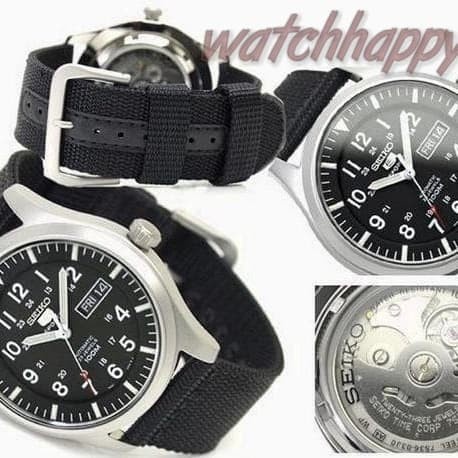 Seiko 5 sport SNZG15K1 Nylon Black Jam tangan Pria Original Automatic
