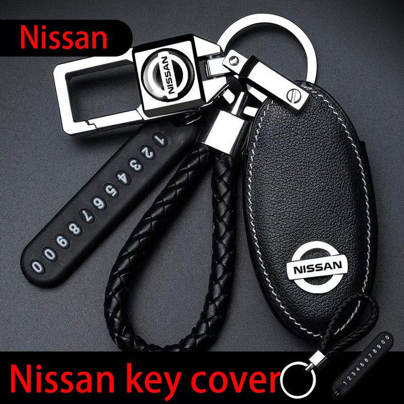 Nissan key cover fit for Nissan Almera Navara X-Trail Serena Livina Sylphy leather key case remote control keychain in stock