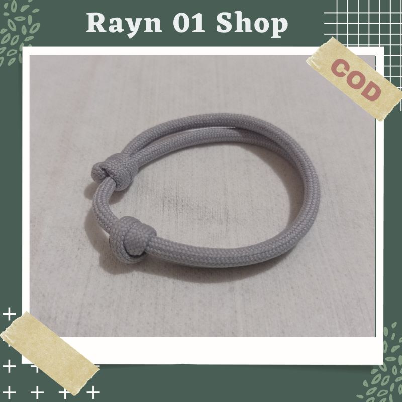 Gelang Tali Paracord Polos Hitam Pria Wanita / Gelang Gaya Korea / Gelang Trendy / Gelang Tali Unisex-Abu Muda Polos